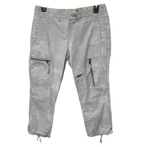 DA-NANG Surplus Cropped Cargo Pants Light Grey Floral Pattern Y2K Size Small